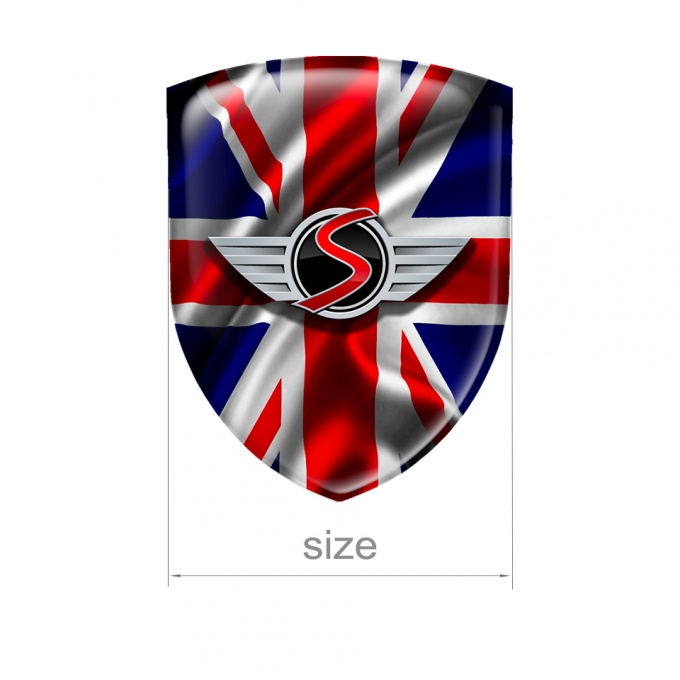 Mini Cooper S Shield Silicone Emblem 3D UK Flag | Domed Emblems ...