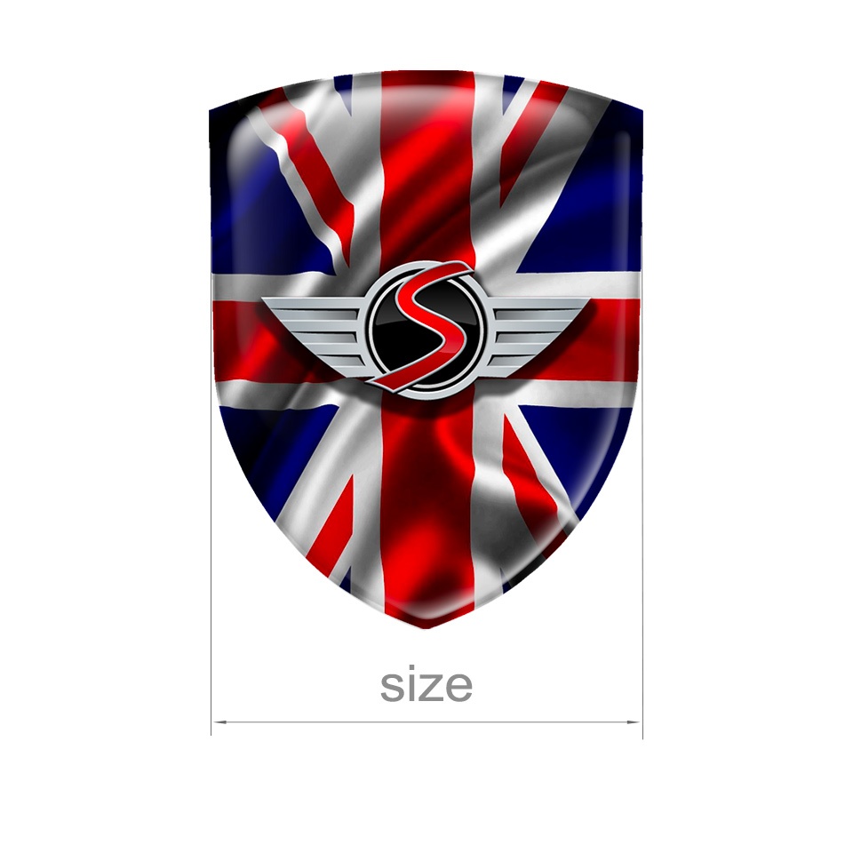 Mini Cooper S Shield Silicone Emblem 3D UK Flag | Domed Emblems ...