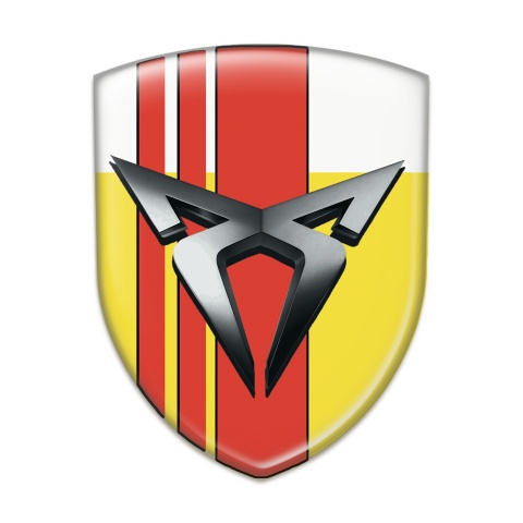 Seat Cupra Self Adhesive Car logo Emblem Yellow White with Red Bands 