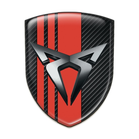 Seat Cupra Silicone Car Decal Badge Black carbon with Red Bands 