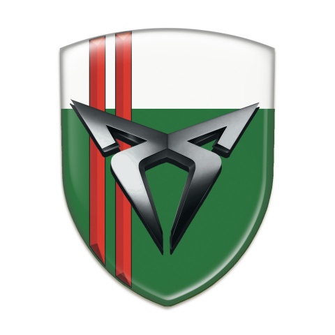 Seat Cupra Domed Emblem GreenWhite with Red Streaks 