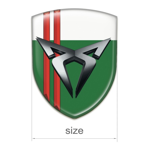 Seat Cupra Domed Emblem GreenWhite with Red Streaks 
