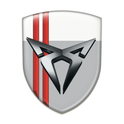 Seat Cupra 3D Gel Emblem Gray White Red Streaks 