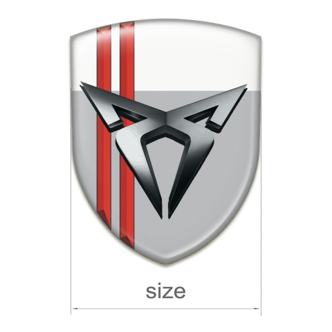 Seat Cupra 3D Gel Emblem Gray White Red Streaks 