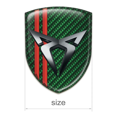Seat Cupra Self Adhesive Car logo Emblem Green Carbon with Red Streaks 