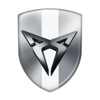 Seat Cupra Tuning Emblem Silver with White Bar Design 