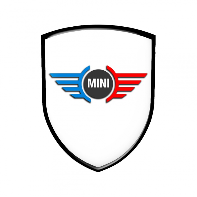 Mini Cooper Shield Domed Emblem White Simple Logo