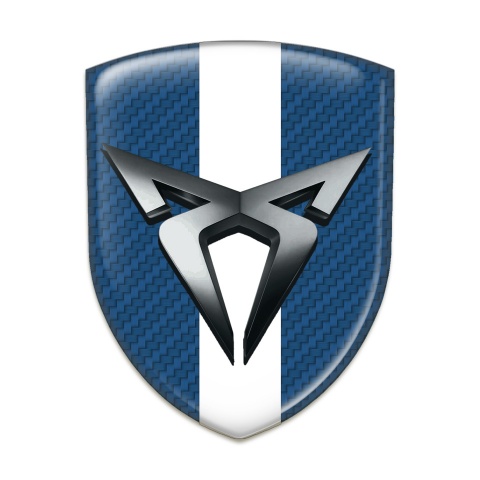 Seat Cupra Tuning Badge Navy Blue Carbon with White Bar Design 