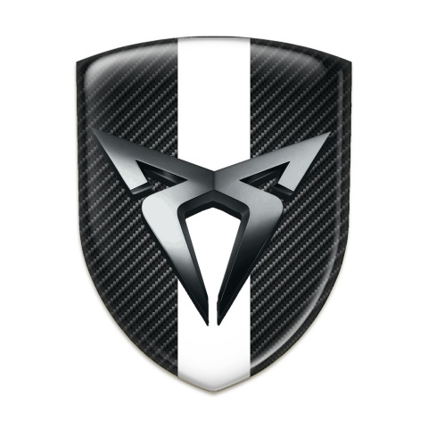 Seat Cupra Self Adhesive Car logo Emblem Dark Carbon with White Bar Style 