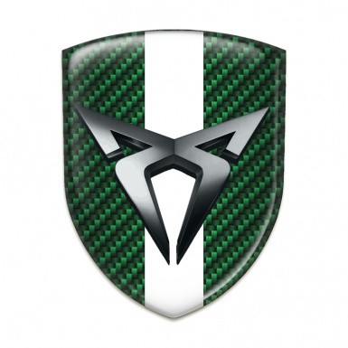 Seat Cupra Car Interior Badge Green Carbon with White Bar and Chromed Logo 