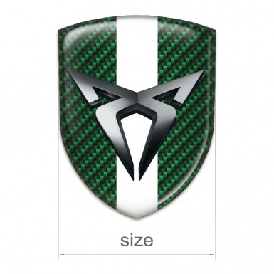 Seat Cupra Car Interior Badge Green Carbon with White Bar and Chromed Logo 