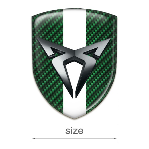 Seat Cupra Car Interior Badge Green Carbon with White Bar and Chromed Logo 
