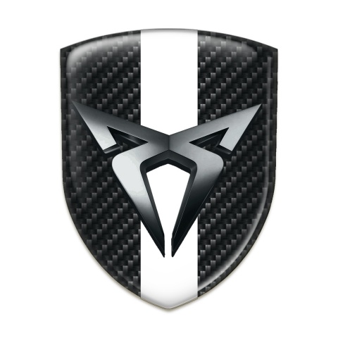 Seat Cupra Silicone Car Decal Badge Black Fibers with White Bar Style 