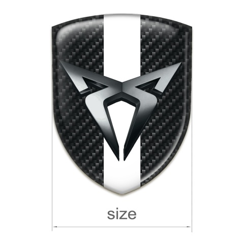 Seat Cupra Silicone Car Decal Badge Black Fibers with White Bar Style 
