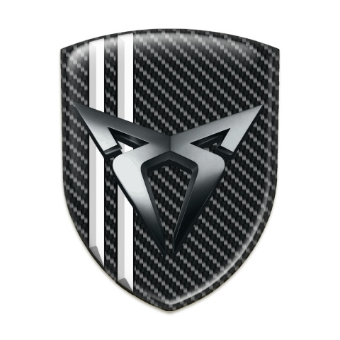 Seat Cupra Emblem Badge Logo dark Carbon White Stripes Style 