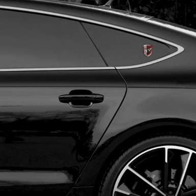 Seat Cupra Logo Emblem Red Carbon White Stripes Chrom Logo 