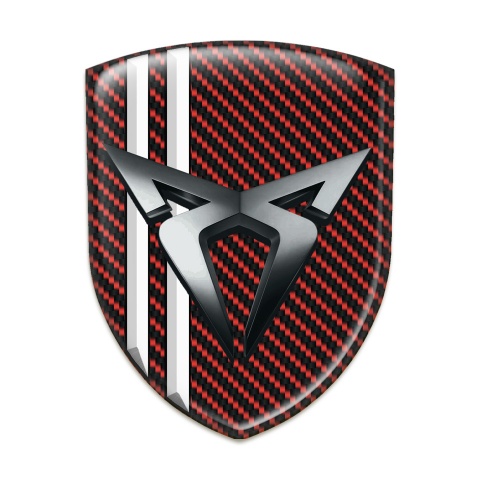 Seat Cupra Logo Emblem Red Carbon White Stripes Chrom Logo 