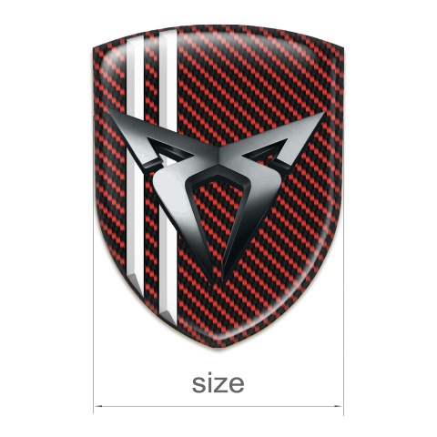 Seat Cupra Logo Emblem Red Carbon White Stripes Chrom Logo 