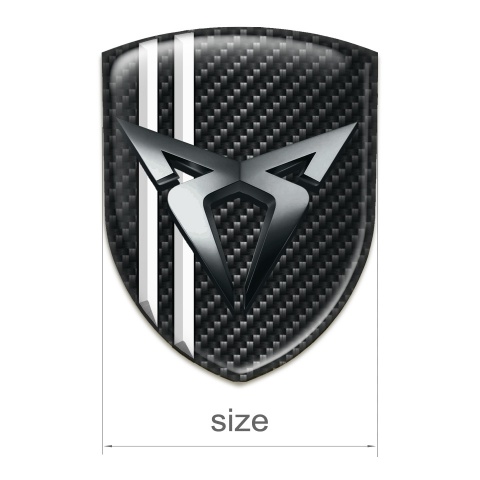 Seat Cupra Emblem Badge Logo Black Fibers White Stripes Chromed Logo 