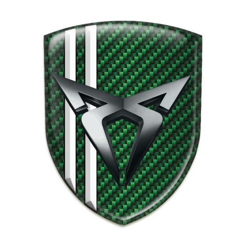 Seat Cupra Logo Emblem Green Carbon White Stripes Style 