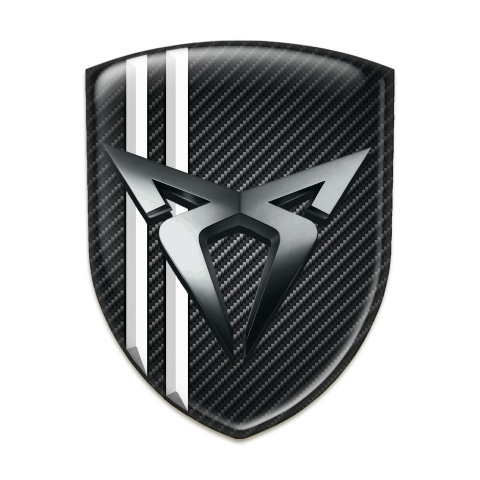 Seat Cupra Domed Emblem Black Carbon with White Stripes 