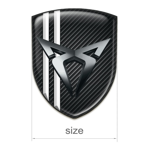 Seat Cupra Domed Emblem Black Carbon with White Stripes 