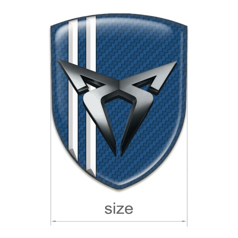 Seat Cupra 3D Gel Emblem navy Blue carbon with White Lines and Cromed Logo 