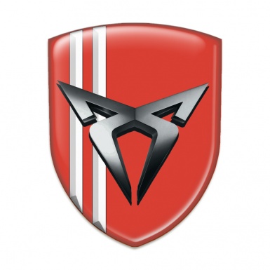 Seat Cupra Self Adhesive Emblem Logo Red with White Lines and Dark Metal Logo Effect 