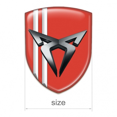 Seat Cupra Self Adhesive Emblem Logo Red with White Lines and Dark Metal Logo Effect 