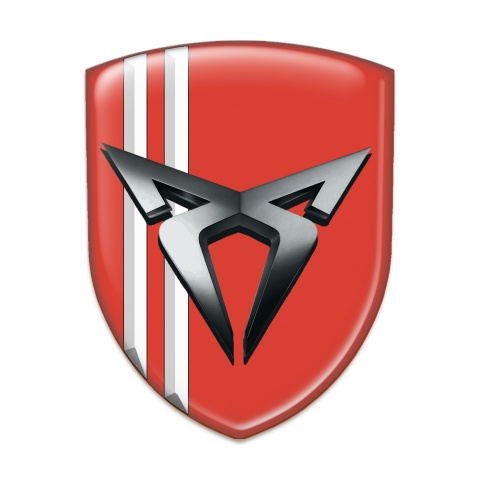 Seat Cupra Self Adhesive Emblem Logo Red with White Lines and Dark Metal Logo Effect 
