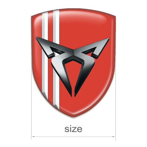 Seat Cupra Self Adhesive Emblem Logo Red with White Lines and Dark Metal Logo Effect 