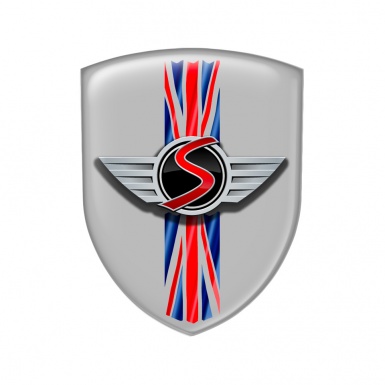 Mini Cooper S Line Silicone Emblem Simple Logo UK Flag Grey