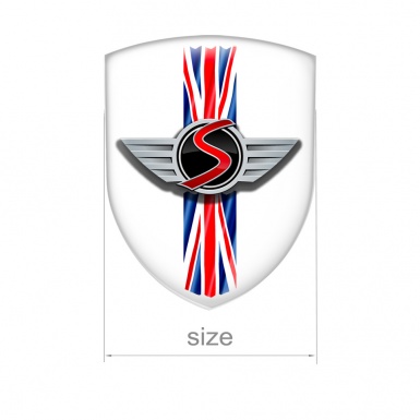Mini Cooper S Line Silicone Emblem Simple Logo UK Flag White
