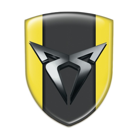 Seat Cupra Auto Emblem Yellow Background Chromed Logo 