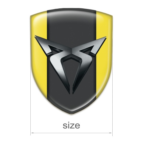 Seat Cupra Auto Emblem Yellow Background Chromed Logo 