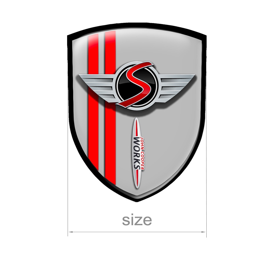 Mini Cooper S Shield Silicone Sticker John Works Grey | Domed Emblems ...