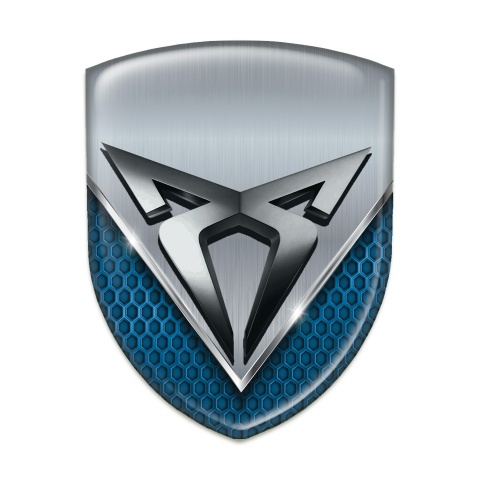 Seat Cupra Tuning Emblem Aluminum with Blue Mesh 
