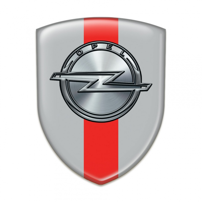 Opel Tuning Badge  Gray with Red Band Design 