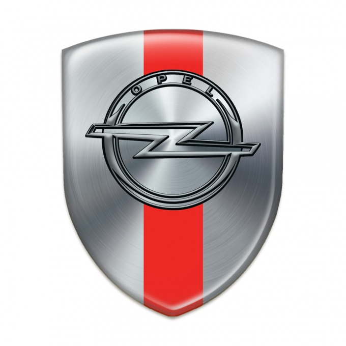 Opel Car Accessories Badge Silver with Red Band 