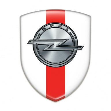 Opel Silicone Car Decal Badge White with Red band Design 