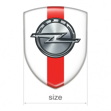 Opel Silicone Car Decal Badge White with Red band Design 