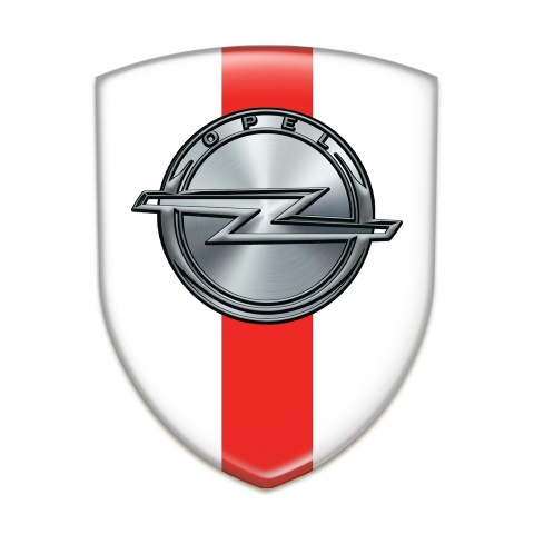 Opel Silicone Car Decal Badge White with Red band Design 
