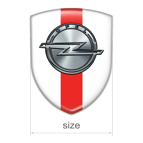 Opel Silicone Car Decal Badge White with Red band Design 