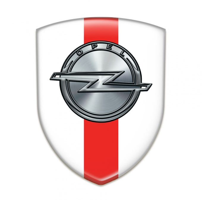 Opel Silicone Car Decal Badge White with Red band Design 