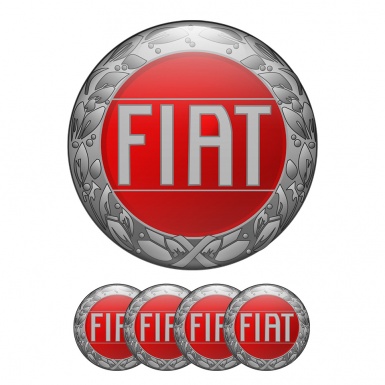 Fiat Center Hub Dome Stickers Silver Wreath