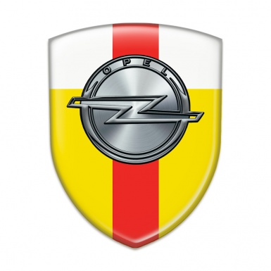 Opel Auto Emblem Yellow White with Red Band Design 