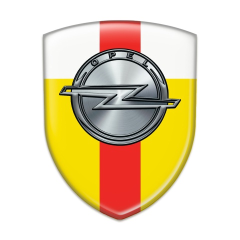 Opel Auto Emblem Yellow White with Red Band Design 