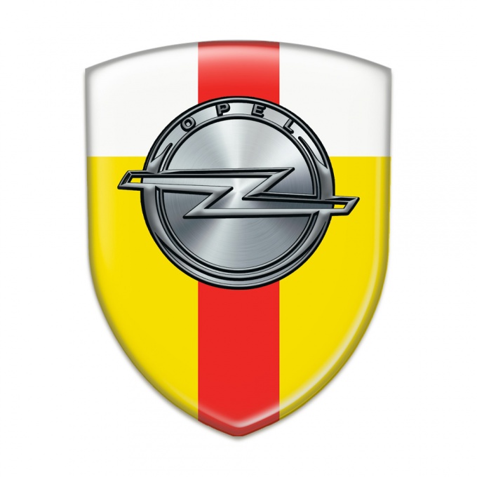 Opel Auto Emblem Yellow White with Red Band Design 