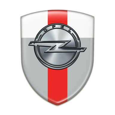 Opel Emblem Badge Logo Gray White with Red band Design 