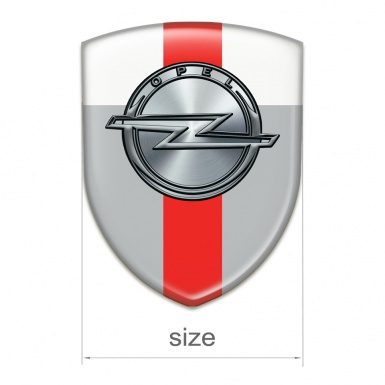 Opel Emblem Badge Logo Gray White with Red band Design 